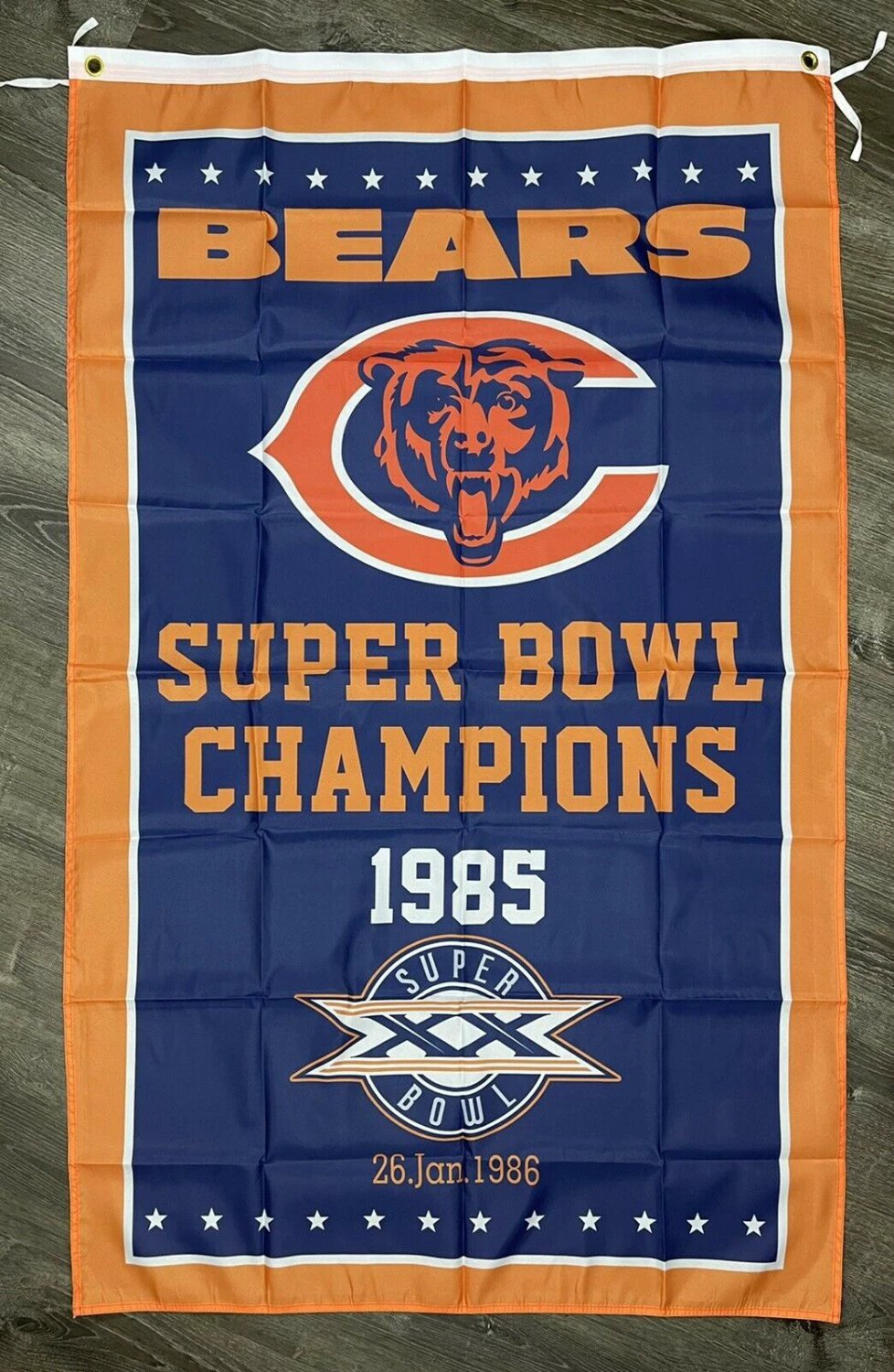 Chicago Bears Super Bowl Championship Flag 3x5 Vertical Banner Man-Cave by flagsjustdoit