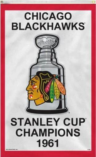 Chicago Blackhawks 1961 Stanley Cup Vertical Flag 3X5Ft Polyester Digital Print Banner USA by flagsjustdoit