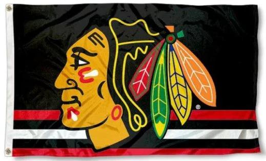 Chicago Blackhawks Black Flag 3X5Ft Polyester Digital Print Banner USA by flagsjustdoit