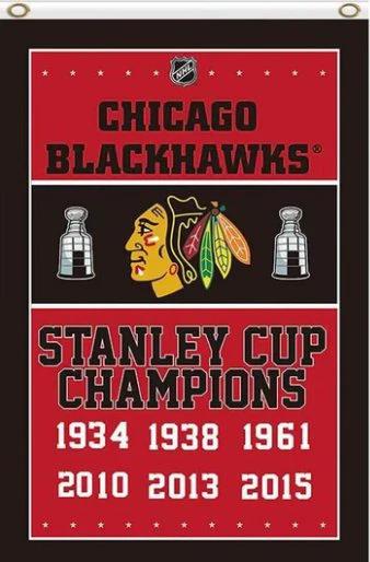 Chicago Blackhawks Champions Vertical Flag 3X5Ft Polyester Digital Print Banner USA by flagsjustdoit