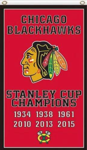 Chicago Blackhawks Champions Vertical Red Flag 3X5Ft Polyester Digital Print Banner USA by flagsjustdoit