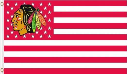 Chicago Blackhawks Custom US Flag 3X5Ft Polyester Digital Print Banner USA by flagsjustdoit