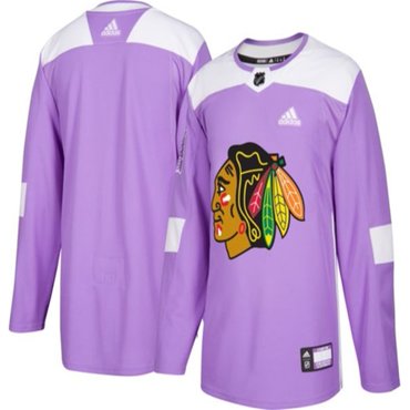 Chicago Blackhawks Purple Pink Custom Hockey Fights Cancer Practice Jersey by Hockey David