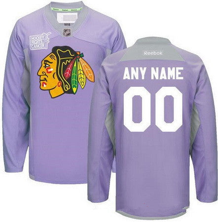 Chicago Blackhawks Purple Pink Custom Reebok Hockey Fights Cancer Practice Jersey by Hockey David