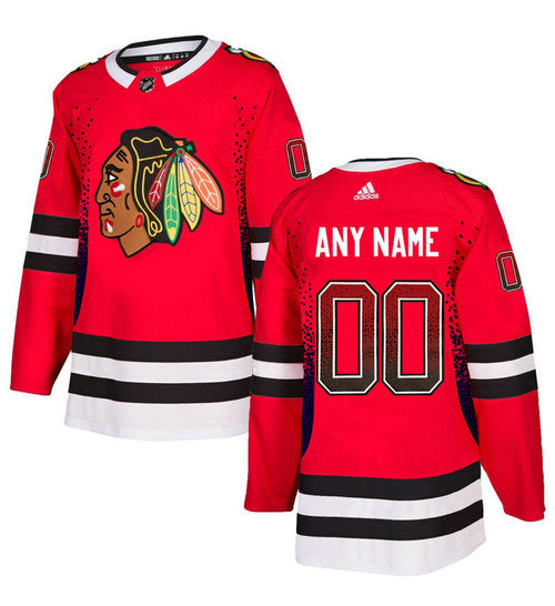 Chicago Blackhawks Red Customized Drift Fashion Jersey by Hockey David