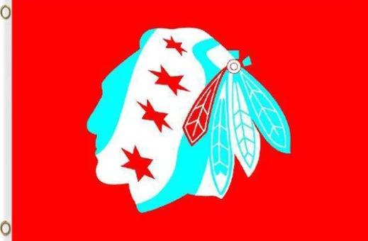 Chicago Blackhawks Red Flag 3X5Ft Polyester Digital Print Banner USA by flagsjustdoit