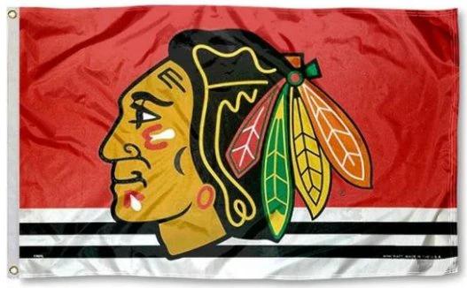 Chicago Blackhawks Red US Flag 3X5Ft Polyester Digital Print Banner USA by flagsjustdoit