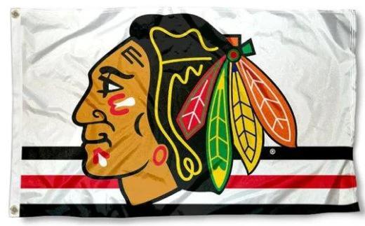 Chicago Blackhawks White Flag 3X5Ft Polyester Digital Print Banner USA by flagsjustdoit