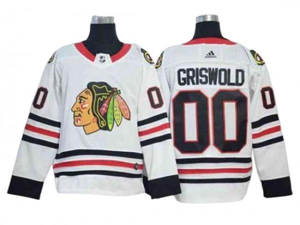 Chicago Blackhawks #00 Clark Griswold White Away Jersey by Hockey David