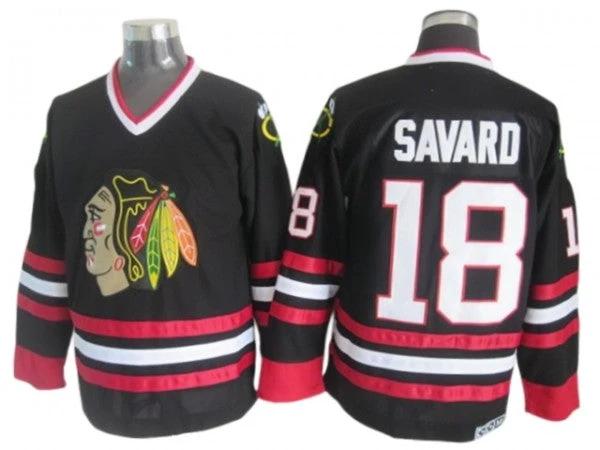 Chicago Blackhawks #18 Denis Savard Vintage CCM Jersey - Black by Hockey David