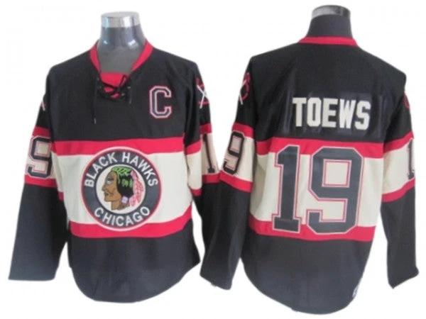 Chicago Blackhawks #19 Jonathan Toews Black 1930's CCM Vintage Jersey by Hockey David