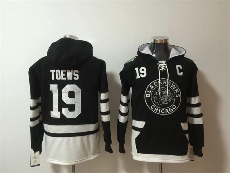 Chicago Blackhawks #19 Jonathan Toews Pullover Hoodie Black by Hoodie Pullover