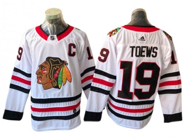 Chicago Blackhawks #19 Jonathan Toews White Away Jersey by Hockey David