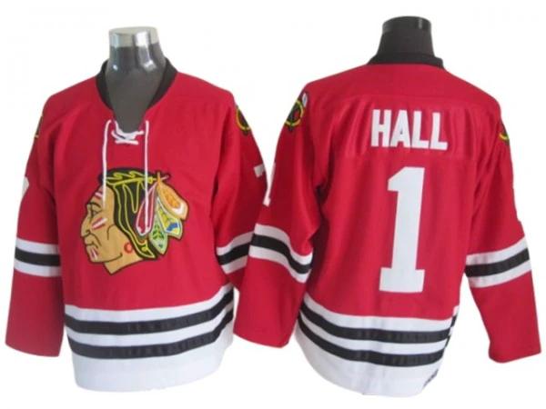 Chicago Blackhawks #1 Glenn Hall 1963 Vintage CCM Jersey - Red by Hockey David