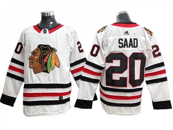 Chicago Blackhawks #20 Brandon Saad White Away Jersey by Hockey David
