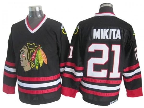 Chicago Blackhawks #21 Stan Mikita Vintage CCM Jersey - Black by Hockey David