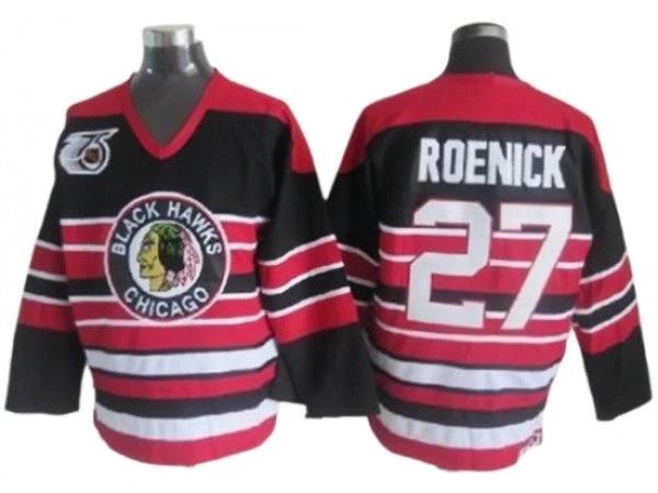 Chicago Blackhawks #27 Jeremy Roenick Black 1940's CCM Vintage 75th Jersey by Hockey David
