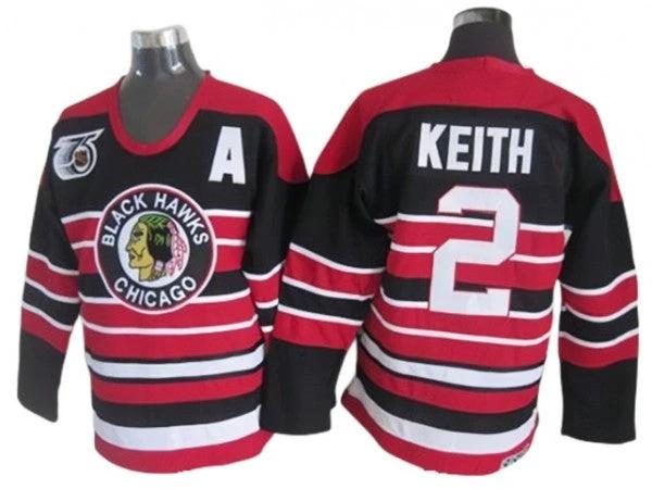 Chicago Blackhawks #2 Duncan Keith Black 1940's CCM Vintage 75th Jersey by Hockey David