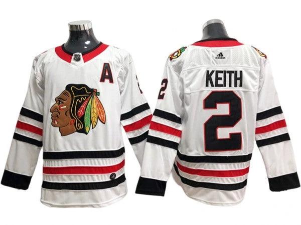 Chicago Blackhawks #2 Duncan Keith White Away Jersey by Hockey David