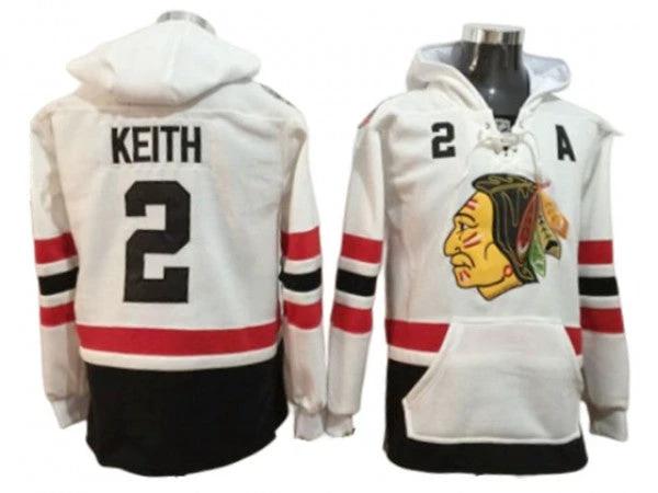 Chicago Blackhawks #2 Duncan Keith White Hoodie by Hockey David
