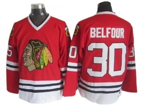 Chicago Blackhawks #30 Ed Belfour Vintage CCM Jersey - Red by Hockey David
