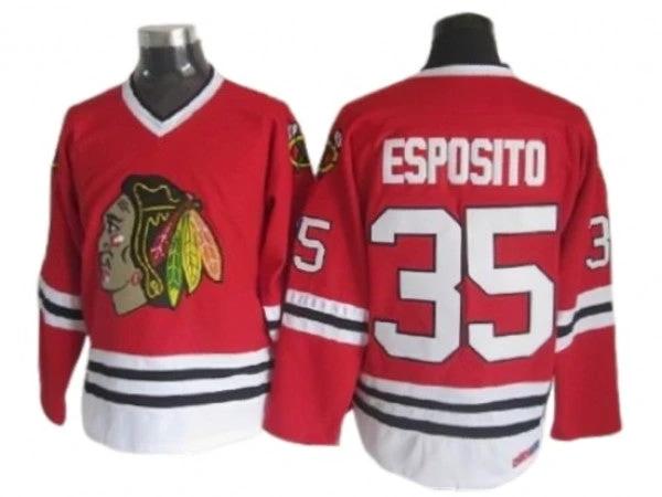 Chicago Blackhawks #35 Tony Esposito Vintage CCM Jersey - Red by Hockey David