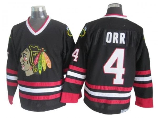Chicago Blackhawks #4 Bobby Orr Vintage CCM Jersey -Black by Hockey David