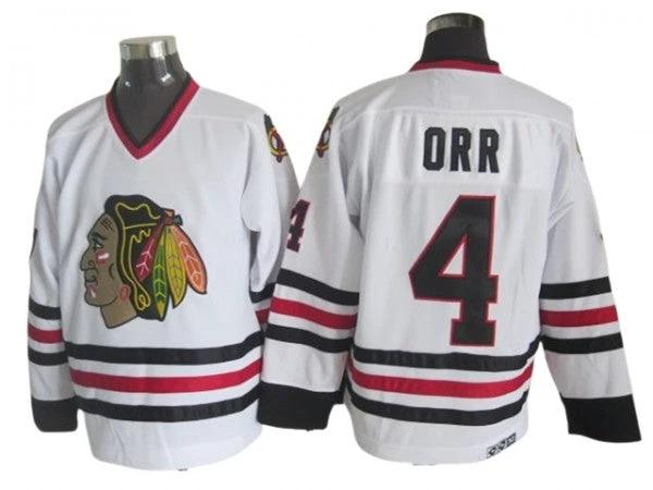 Chicago Blackhawks #4 Bobby Orr Vintage CCM Jersey -White by Hockey David