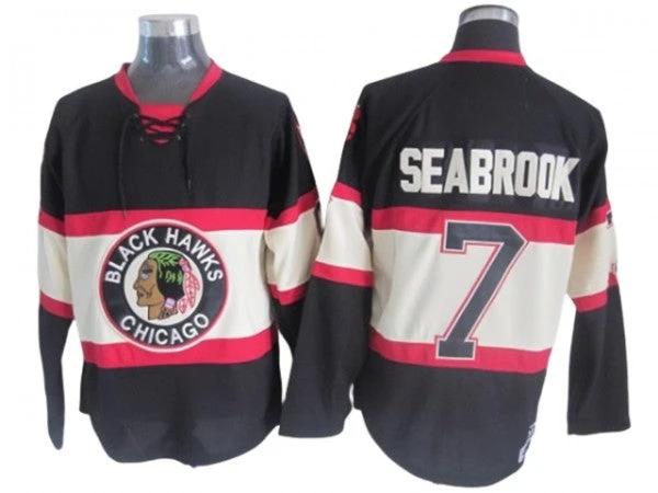 Chicago Blackhawks #7 Brent Seabrook Black 1930's CCM Vintage Jersey by Hockey David