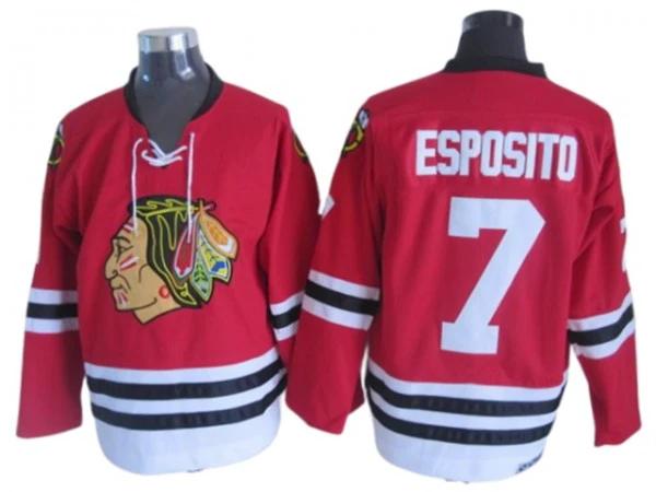 Chicago Blackhawks #7 Phil Esposito 1963 Vintage CCM Jersey - Red by Hockey David