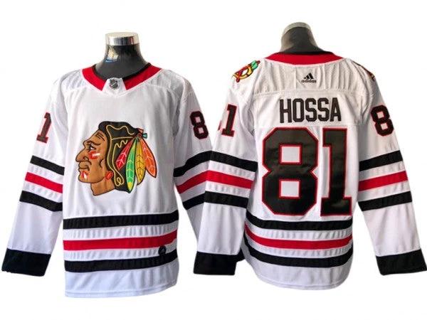Chicago Blackhawks #81 Marian Hossa White Away Jersey by Hockey David