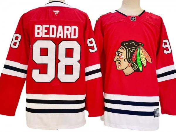 Chicago Blackhawks #98 Connor Bedard Red Home 2024 Jersey by Hockey David