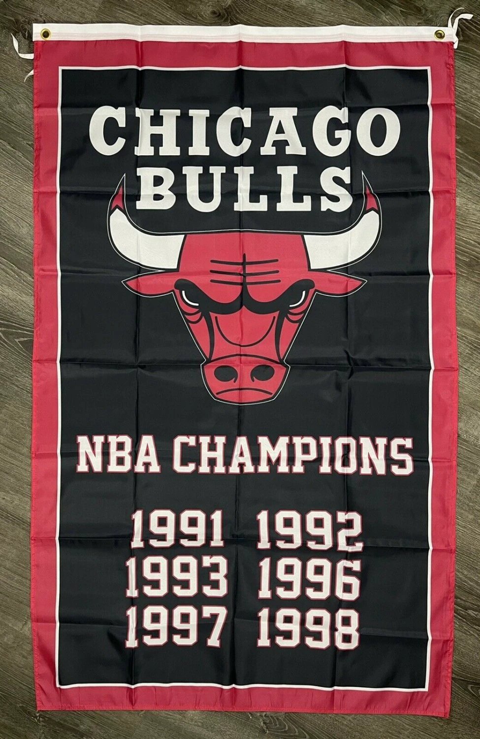 Chicago Bulls Championship Flag 3x5 ft Sports Black Banner Man-Cave Garage by flagsjustdoit