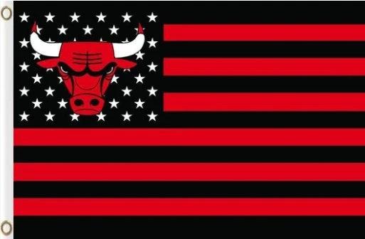 Chicago Bulls Flag Star and Stripe Flag 3X5Ft Polyester Banner USA Digital Print by flagsjustdoit