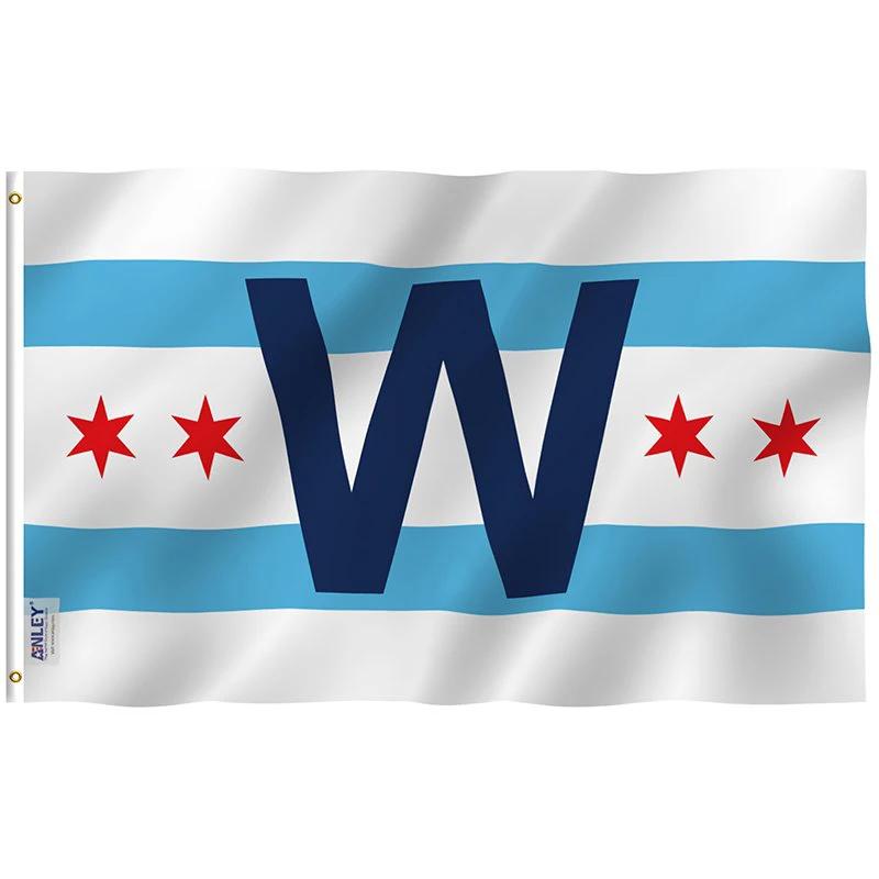 Chicago Cub Win Combo Flag - Chicago City W Wrigley Field Flag with Brass Grommets 3X5Ft Banner USA by flagsjustdoit
