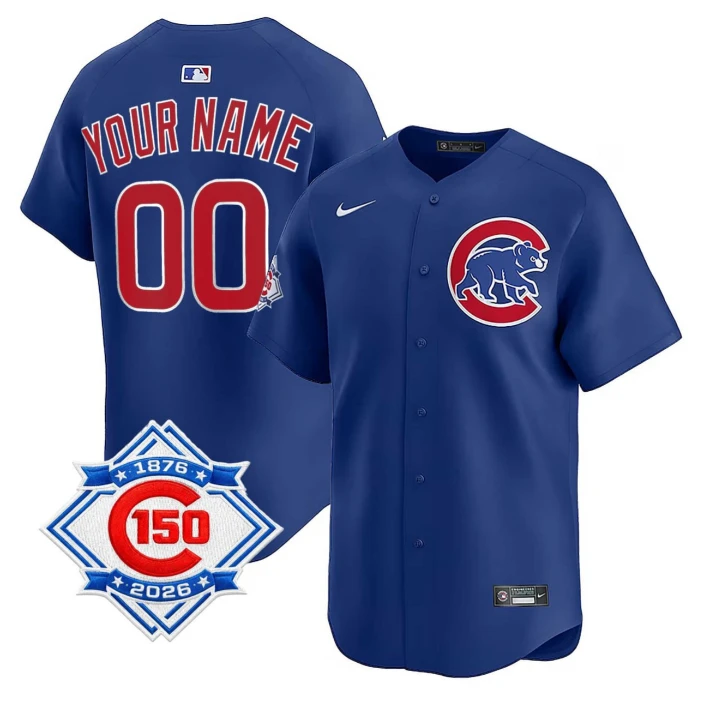 Chicago Cubs 150th Anniversary Custom Jersey - All Stitched Royal Blue by My Store