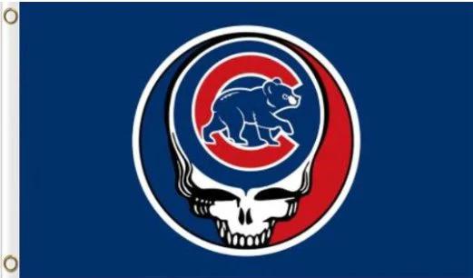Chicago Cubs Dead Skull Flag 3X5Ft Banner USA Polyester with Brass Grommets by flagsjustdoit