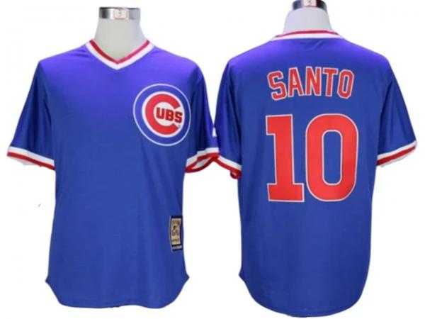Chicago Cubs #10 Ron Santo Blue Throwback Jersey by My Store