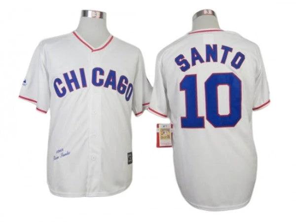 Chicago Cubs #10 Ron Santo White 1968 Throwback Jersey by My Store