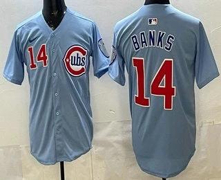 Chicago Cubs #14 Ernie Banks Baby Blue Limited Jersey Stitched by My Store