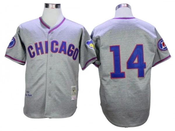 Chicago Cubs #14 Ernie Banks Gray 1968 Throwback Jersey by My Store