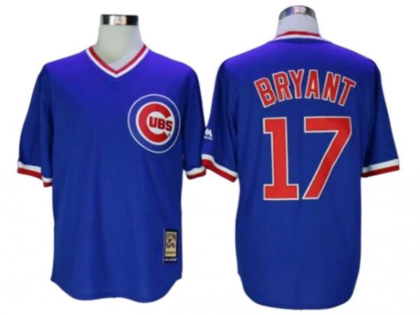 Chicago Cubs #17 Kris Bryant Cooperstown Collection Throwback Jersey - Blue by My Store