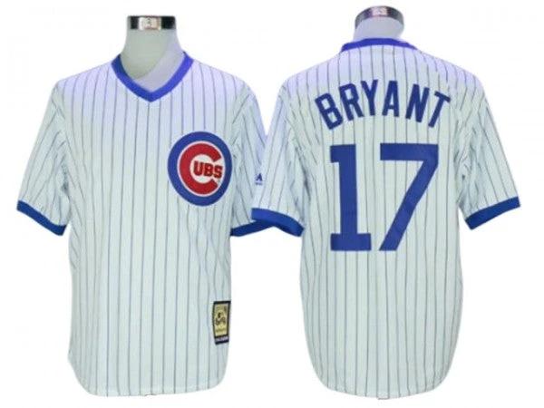 Chicago Cubs #17 Kris Bryant Cooperstown Collection Throwback Jersey - White by My Store