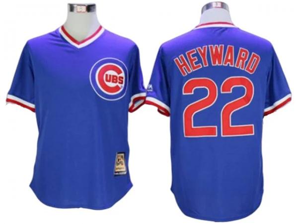 Chicago Cubs #22 Jason Heyward Cooperstown Collection Throwback Jersey - Blue by My Store