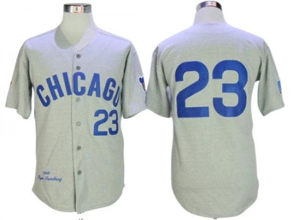 Chicago Cubs #23 Ryne Sandberg Gray 1969 Throwback Jersey by My Store