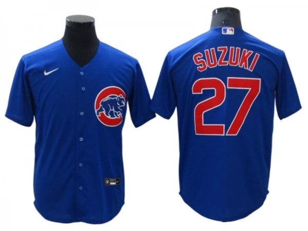 Chicago Cubs #27 Seiya Suzuki Blue Alternate Cool Base Jersey by My Store