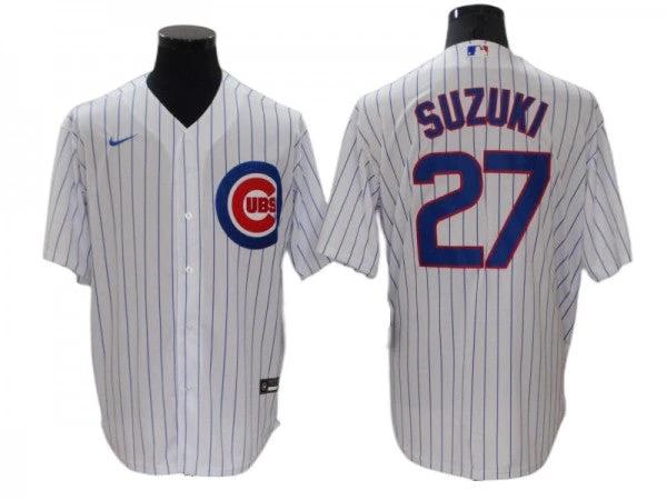 Chicago Cubs #27 Seiya Suzuki White Home Cool Base Jersey by My Store