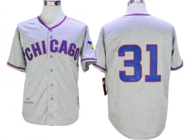 Chicago Cubs #31 Ferguson Jenkins Gray 1968 Throwback Jersey by My Store