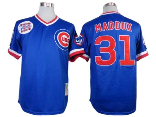 Chicago Cubs #31 Greg Maddux Blue Throwback Jersey by My Store