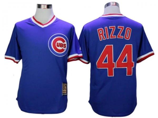 Chicago Cubs #44 Anthony Rizzo Cooperstown Collection Throwback Jersey - Blue by My Store